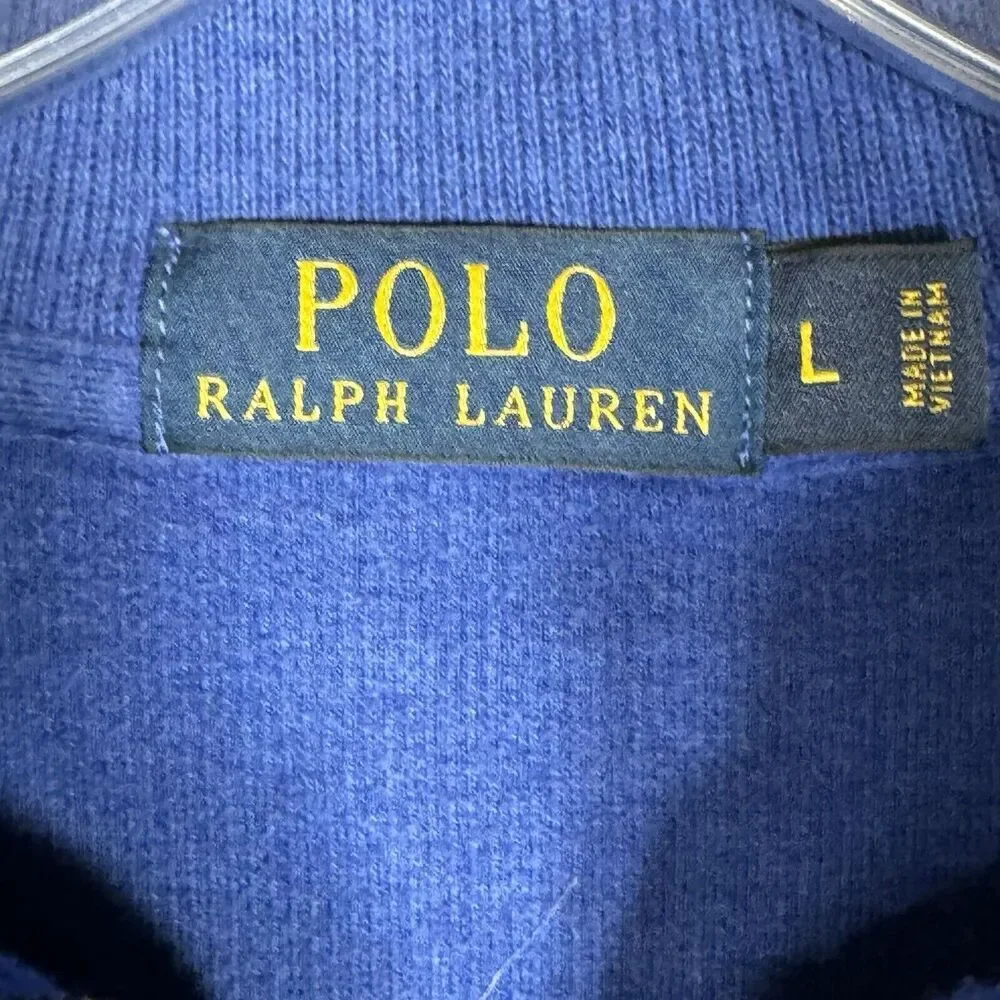 Polo Ralph Lauren Blue 1/4 Zip Mock Neck Sweater Cotton